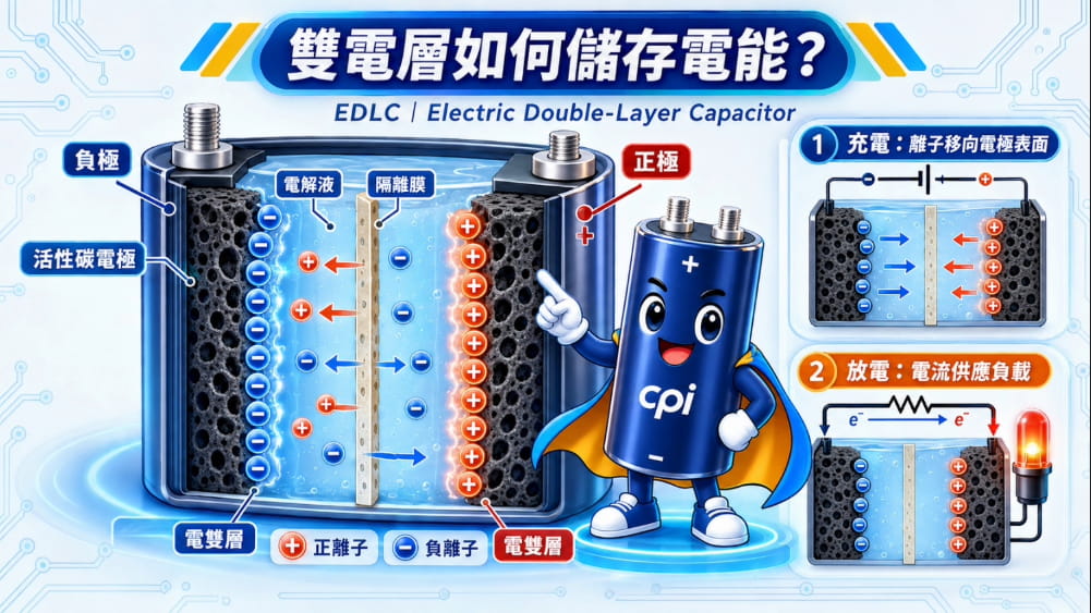 雙電層電容器EDLC是什麼？雙電層如何儲存電能？