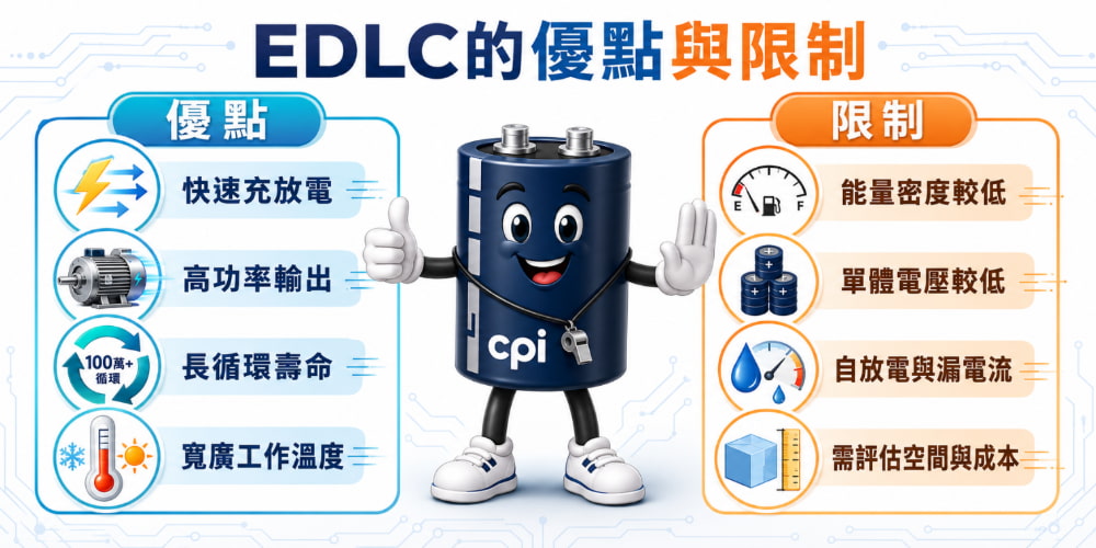 EDLC有哪些優點與限制？