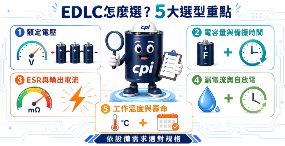 EDLC怎麼選？重要規格與5大選型重點