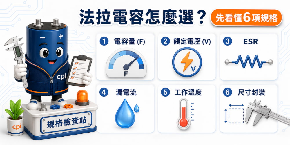 法拉電容怎麼選？先看懂6項產品規格
