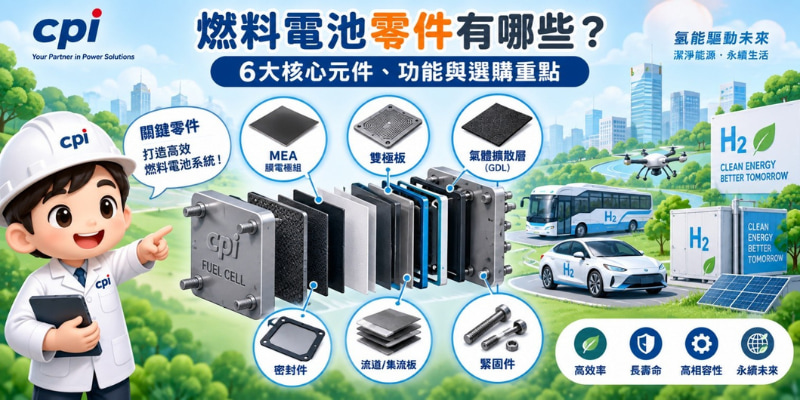 燃料電池零件有哪些？6大核心元件、功能與選購重點